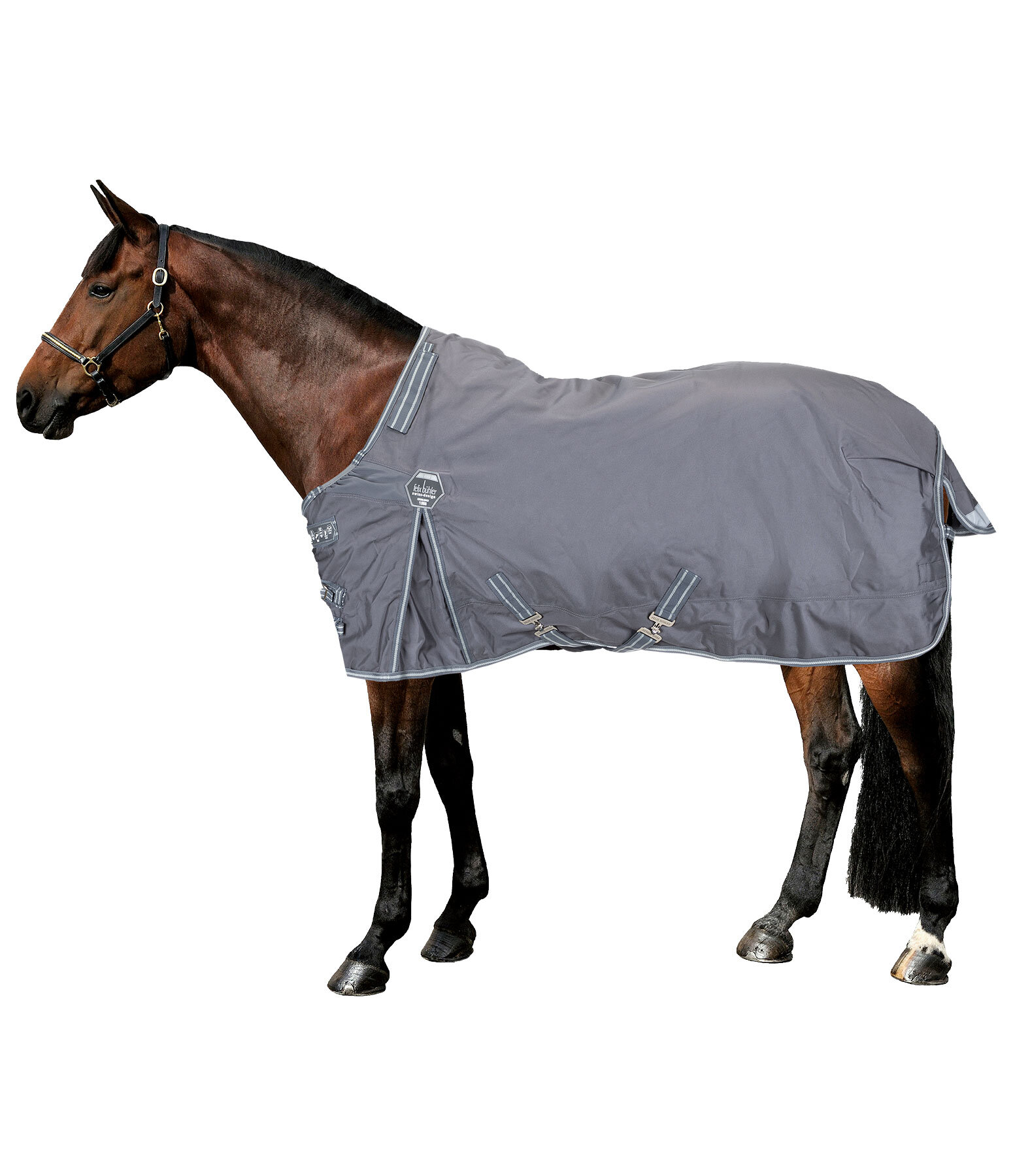  Functional and particularly versatile, tear-resistant turnout rug with a classic neckline (regular neck) made of 1,680 denier