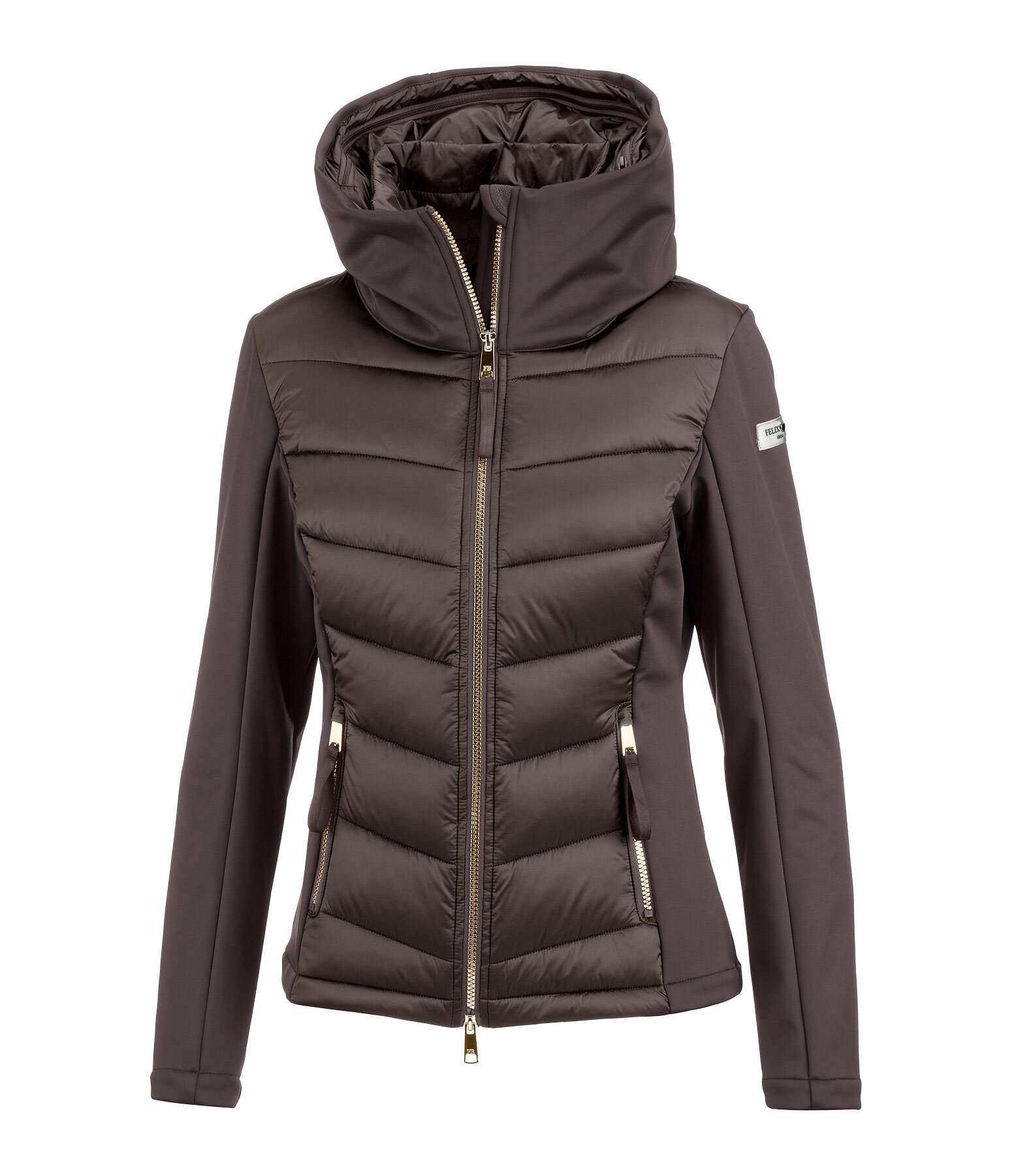 Veste d'quitation  capuche bi-matire avec Softshell  Claire