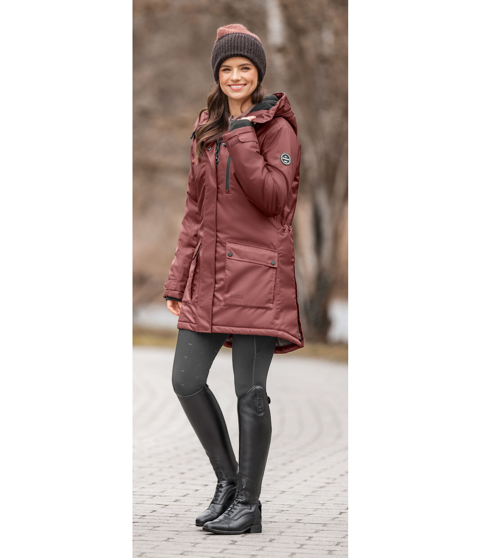 Parka d'�quitation fonctionnelle � capuche  Anouk