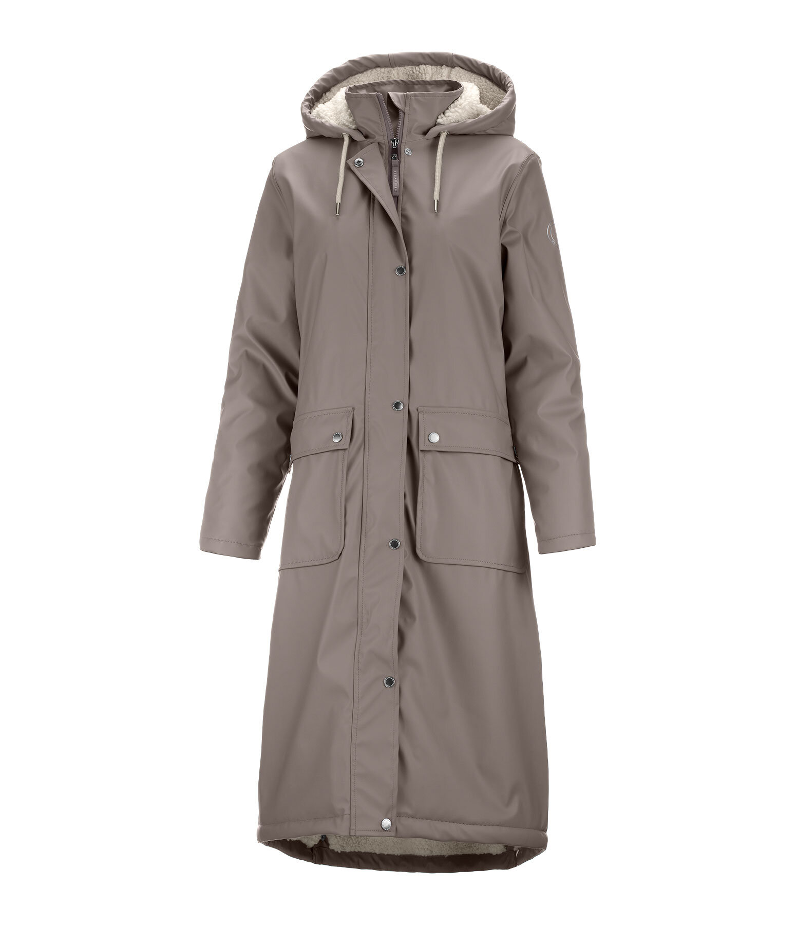 Manteau de pluie long � capuche doubl� en fourrure Teddy  Paris