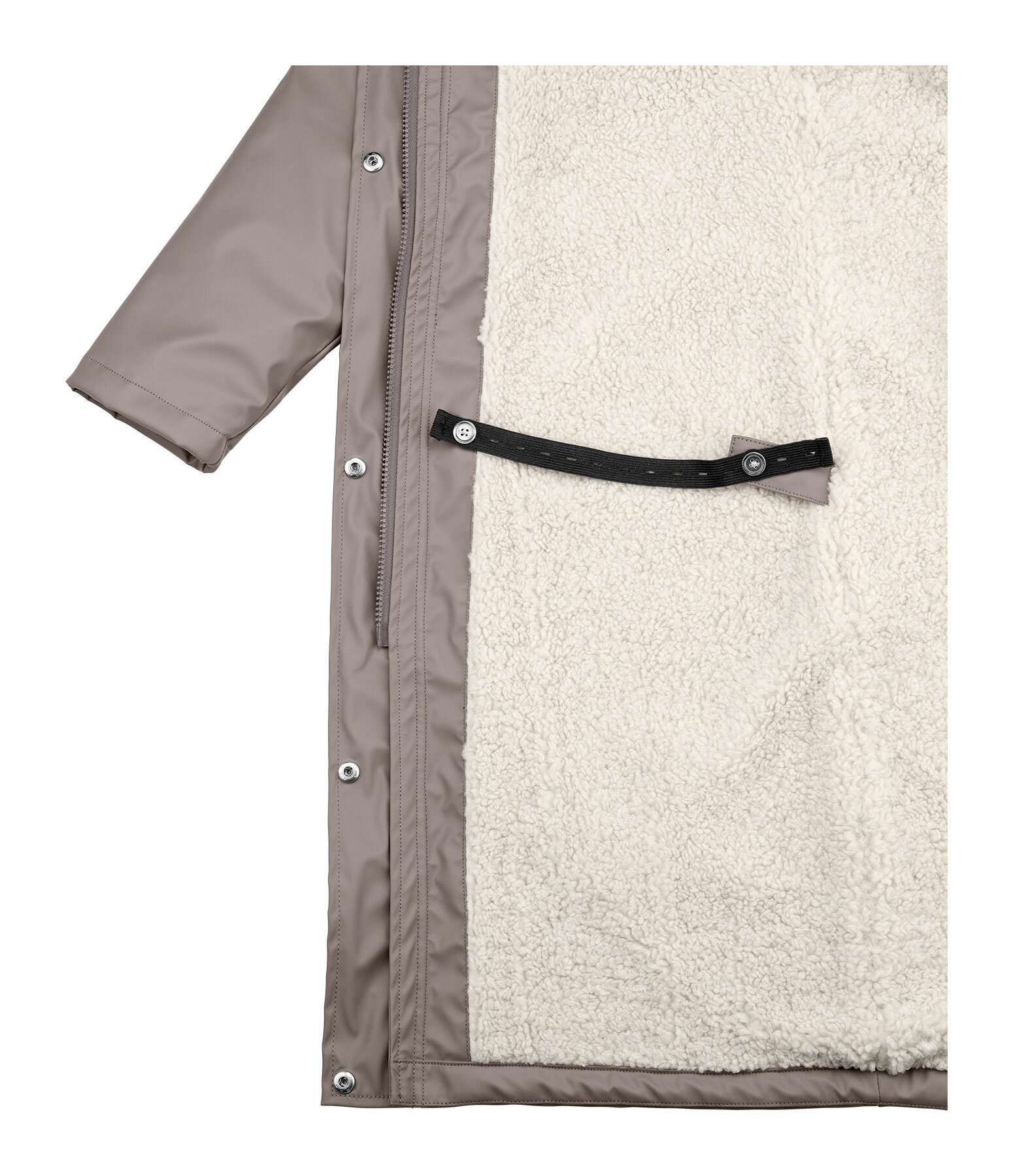 Manteau de pluie long � capuche doubl� en fourrure Teddy  Paris