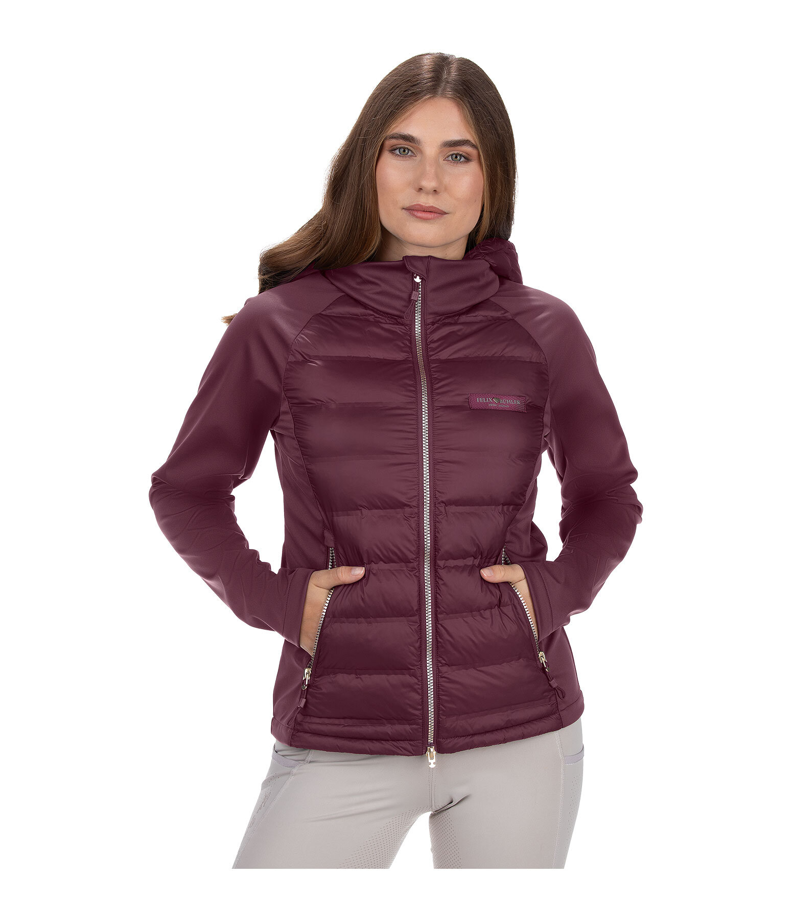 Veste bi-mati�re � capuche  Jolien