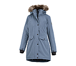 Extrem warmer und langer Winter-Reitparka mit hoher, verstellbarer und per RV abnehmbarer Kapuze, die mit einem per RV abnehmbar